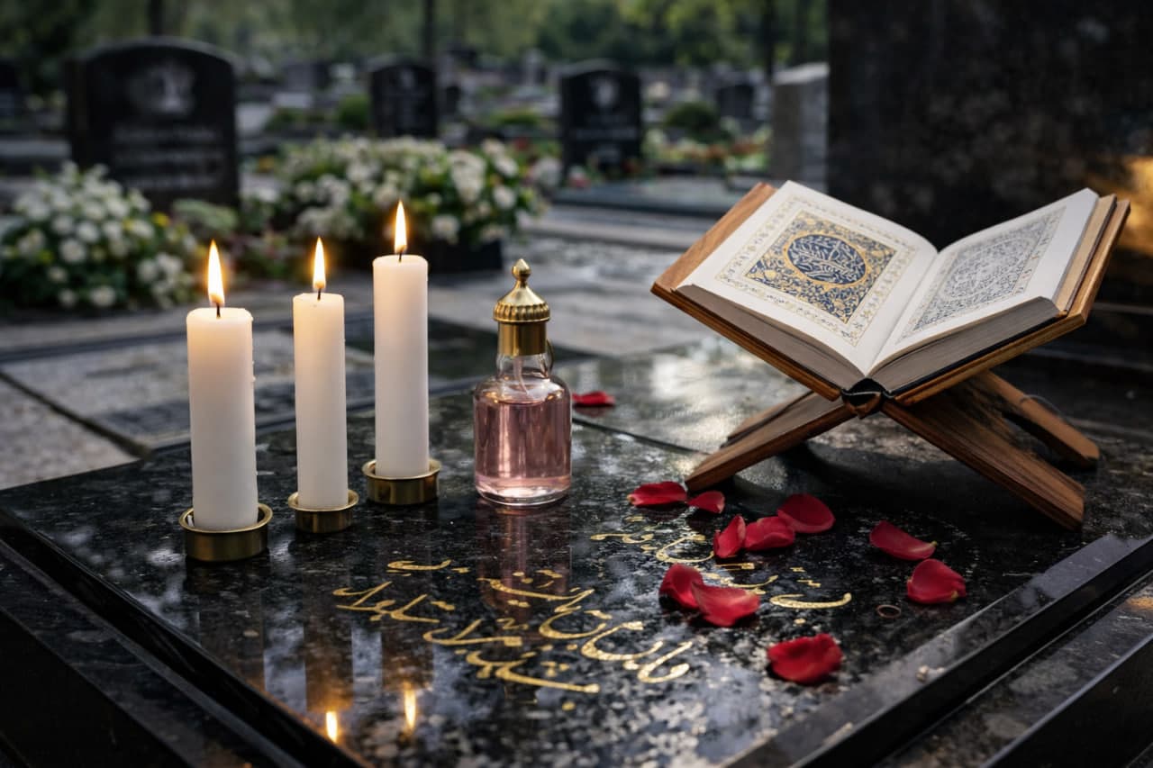 شمع، گلاب و ملزومات مذهبی